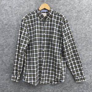 J. Crew Shirting Men's Button Up Casual Shirt, 100% Cotton, Blue Plaid, Size L